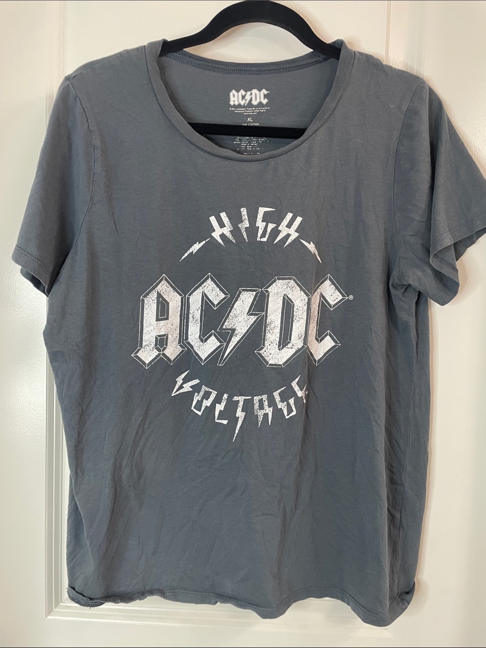 AC/DC Gray Band Graphic Tee with White Logo